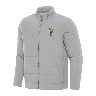 Men's Antigua Gray Arizona State Sun Devils Swelter Full-Zip Puffer Jacket
