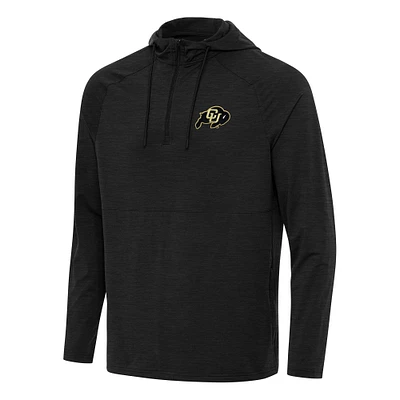Men's Antigua Heather Colorado Buffaloes Spikes Raglan Quarter-Zip Hoodie