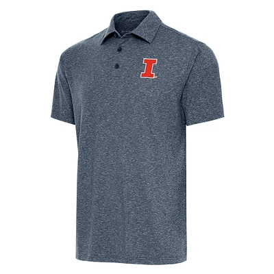 Men's Antigua Heather Navy Illinois Fighting Illini Big & Tall Par 3 Polo