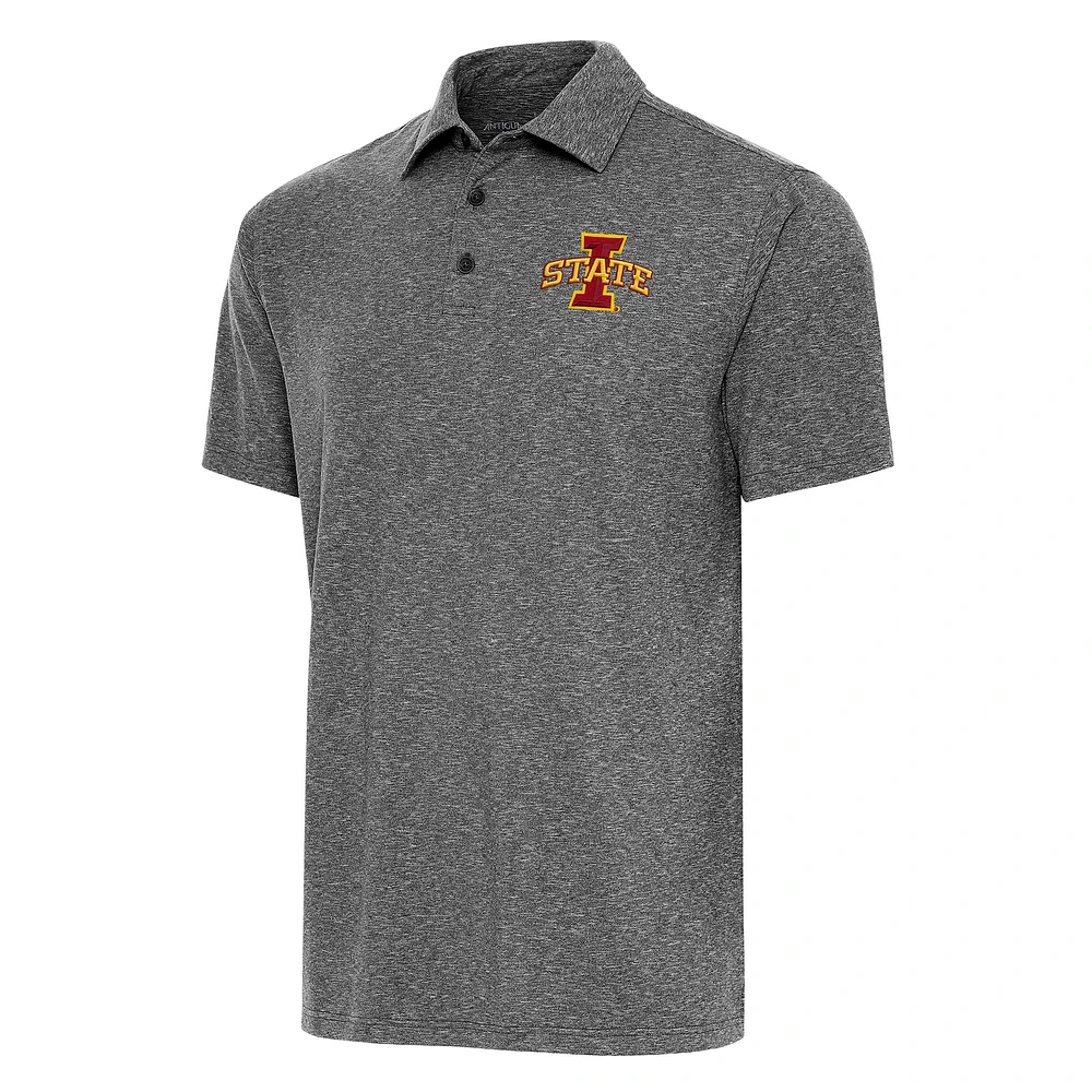 Men's Antigua Heather Black Iowa State Cyclones Big & Tall Par 3 Polo