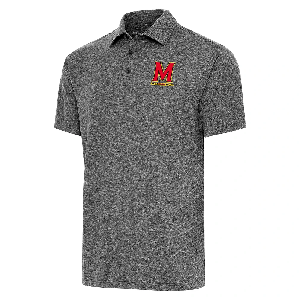 Men's Antigua Heather Black Maryland Terrapins Big & Tall Par 3 Polo