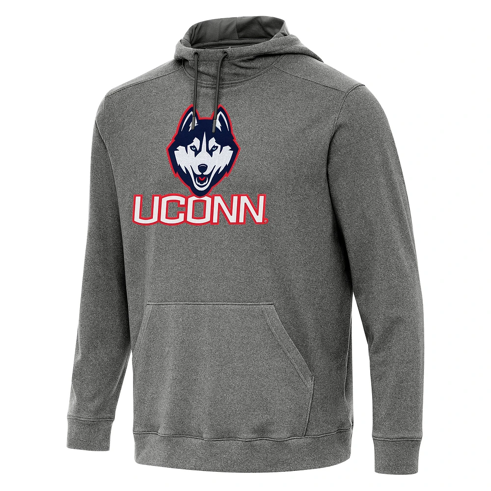 Men's Antigua Heather Charcoal UConn Huskies Cloud Pullover Hoodie