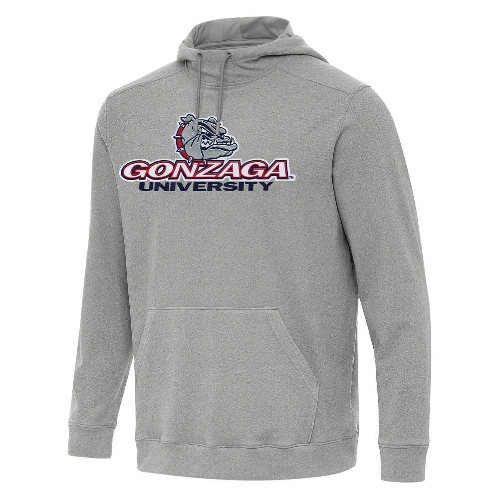 Men's Antigua Heather Gray Gonzaga Bulldogs Cloud Pullover Hoodie