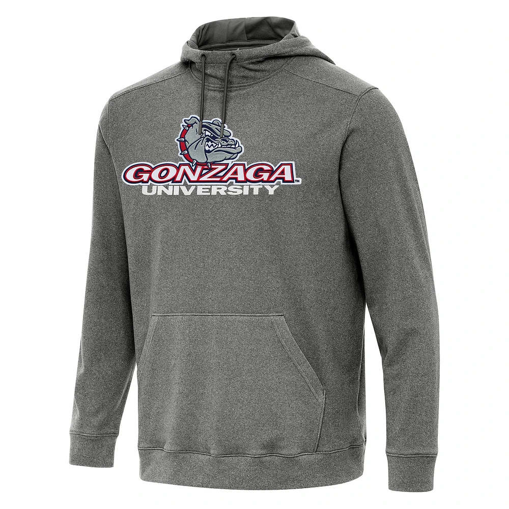 Men's Antigua Heather Charcoal Gonzaga Bulldogs Cloud Pullover Hoodie