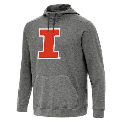 Men's Antigua Heather Charcoal Illinois Fighting Illini Cloud Pullover Hoodie