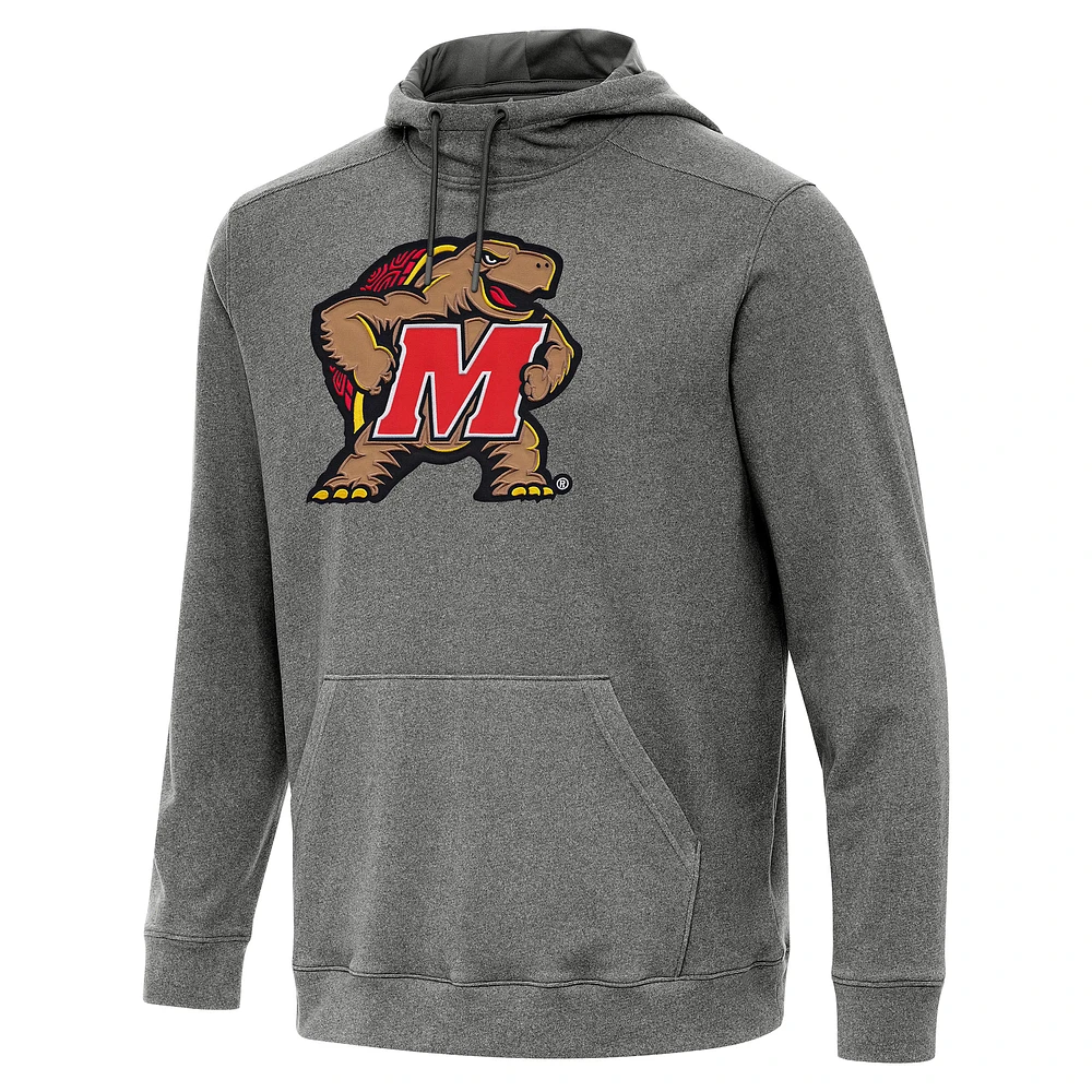 Men's Antigua Heather Charcoal Maryland Terrapins Cloud Pullover Hoodie