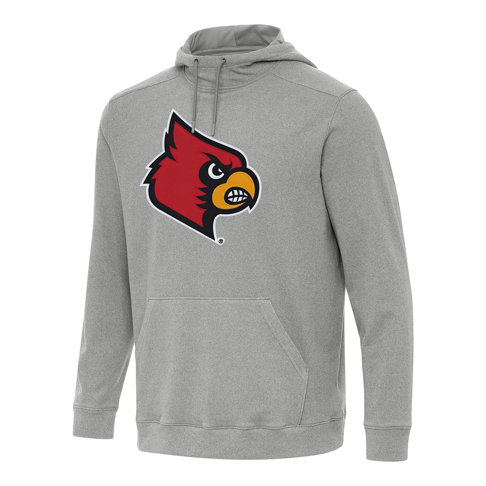 Men's Antigua Heather Louisville Cardinals Cloud Pullover Hoodie