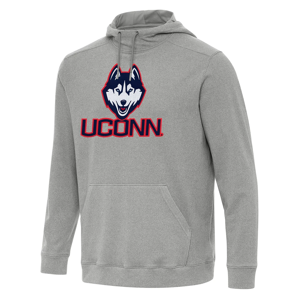 Men's Antigua Heather Gray UConn Huskies Cloud Pullover Hoodie