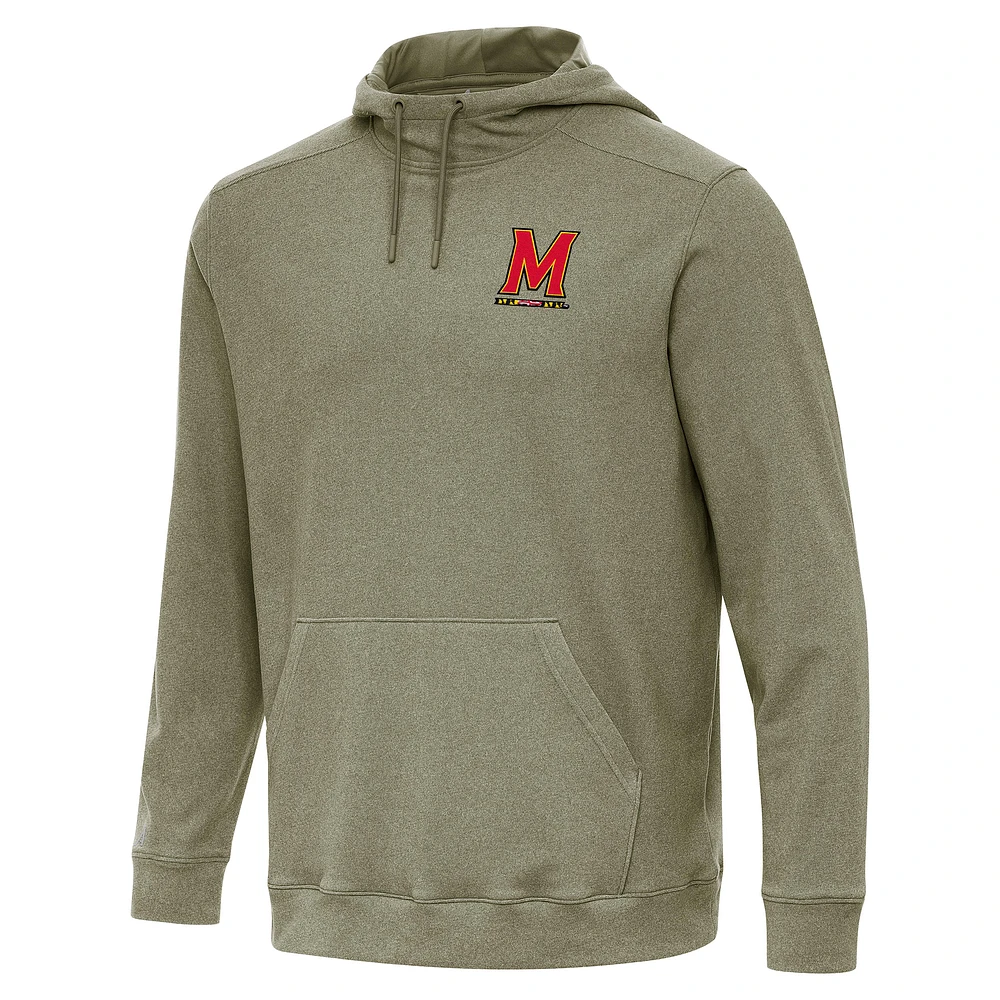 Men's Antigua Olive Maryland Terrapins Cloud Pullover Hoodie
