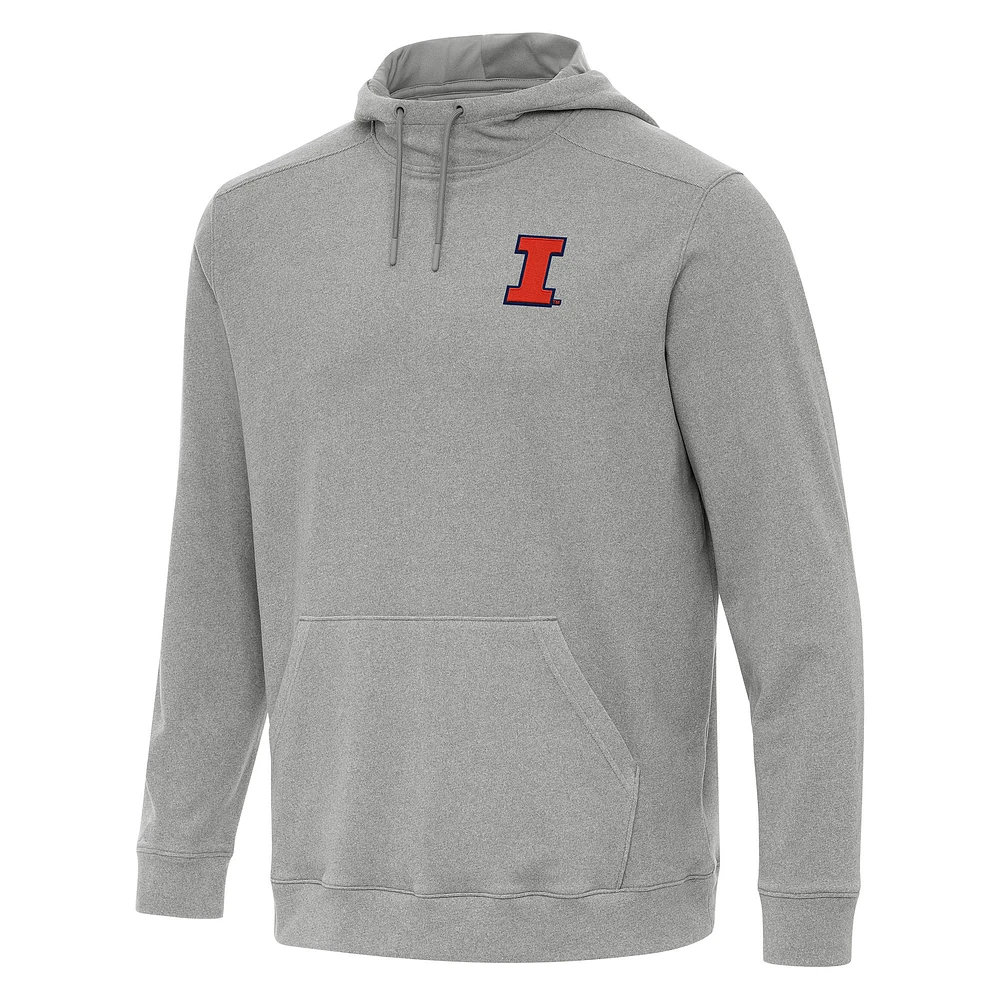 Men's Antigua Heather Illinois Fighting Illini Cloud Pullover Hoodie