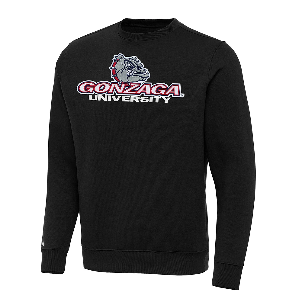 Men's Antigua Black Gonzaga Bulldogs Big & Tall Victory Crew Neck Pullover Sweatshirt