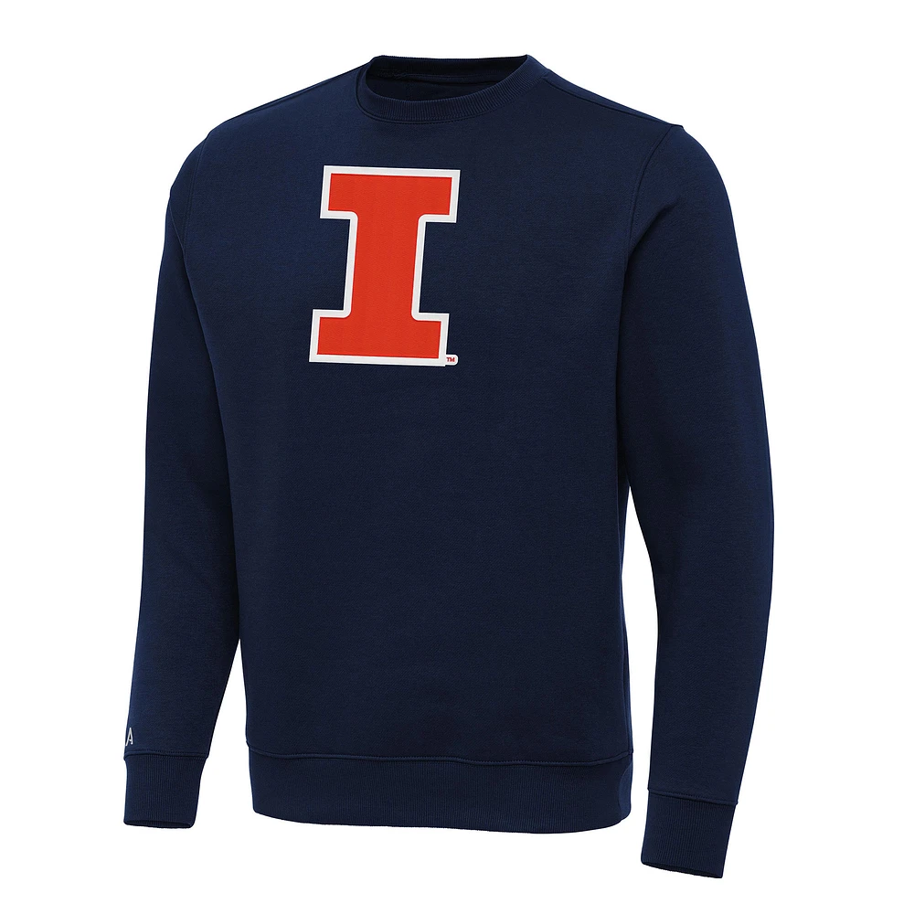Men's Antigua Navy Illinois Fighting Illini Big & Tall Victory Crew Neck Pullover Sweatshirt
