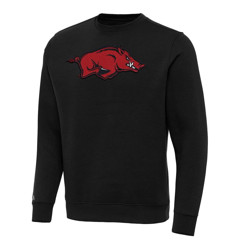 Men's Antigua Black Arkansas Razorbacks Big & Tall Victory Crew Neck Pullover Sweatshirt