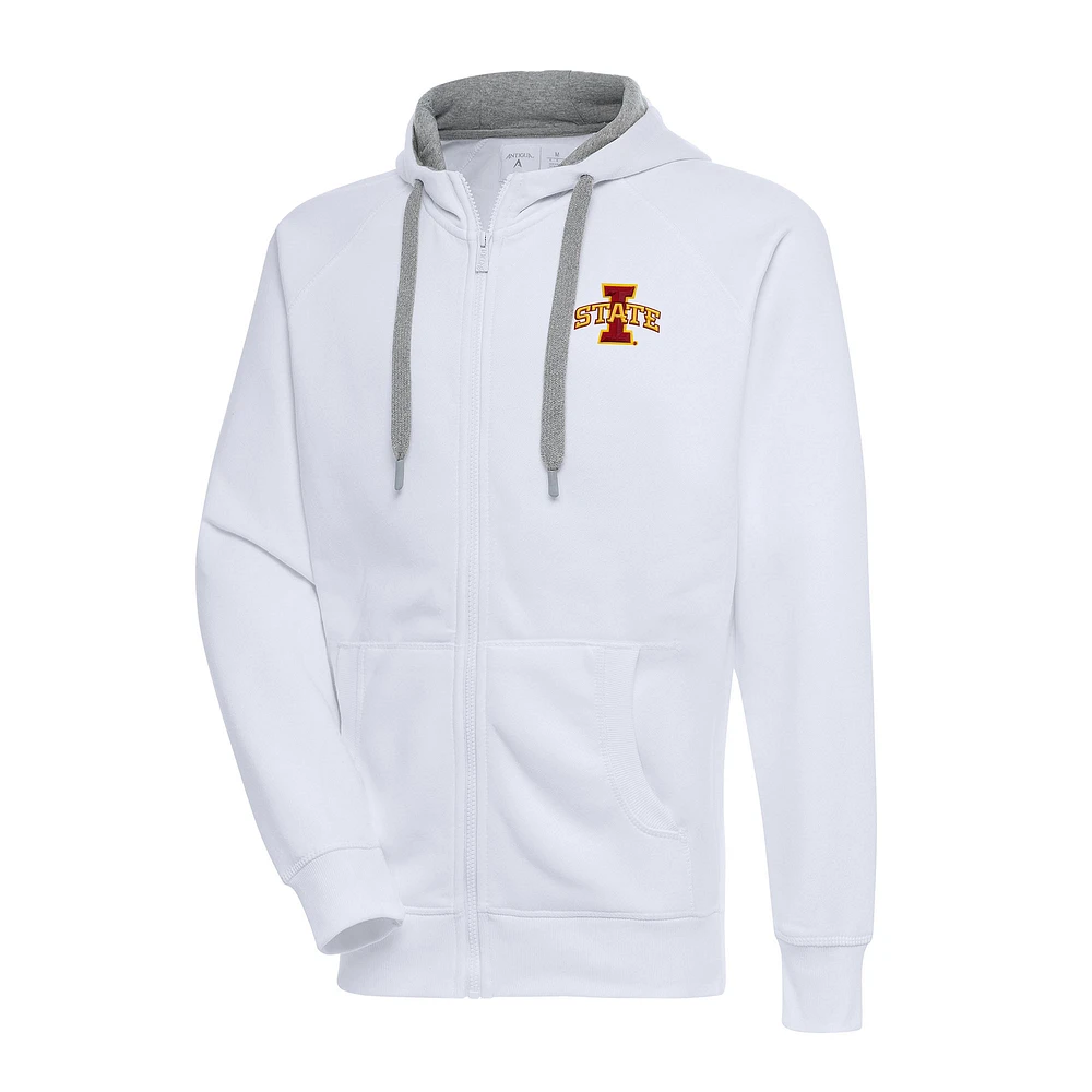 Men's Antigua White Iowa State Cyclones Big & Tall Victory Full-Zip Hoodie Jacket