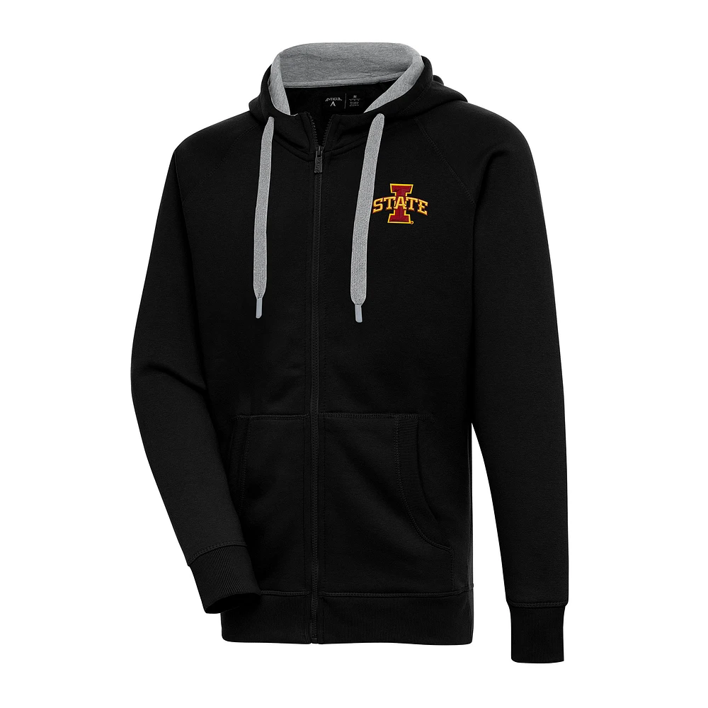 Men's Antigua Black Iowa State Cyclones Big & Tall Victory Full-Zip Hoodie Jacket