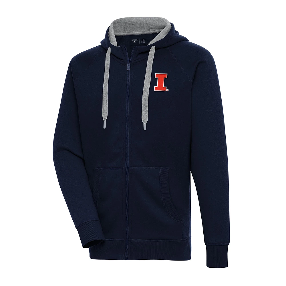 Men's Antigua Navy Illinois Fighting Illini Big & Tall Victory Full-Zip Hoodie Jacket