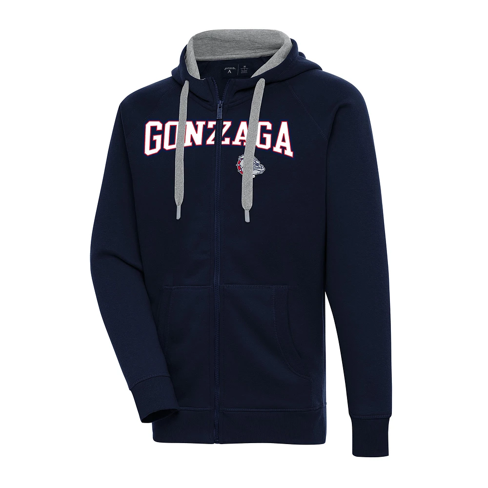 Men's Antigua Navy Gonzaga Bulldogs Big & Tall Victory Raglan Full-Zip Hoodie Jacket