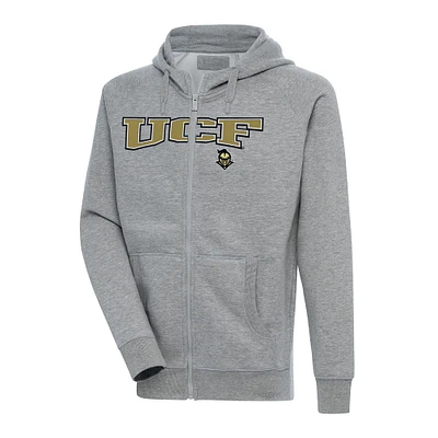 Men's Antigua Heather Gray UCF Knights Big & Tall Victory Raglan Full-Zip Hoodie Jacket