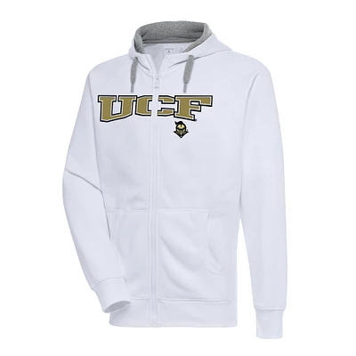 Men's Antigua White UCF Knights Big & Tall Victory Raglan Full-Zip Hoodie Jacket