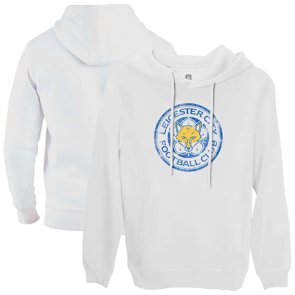 Men's 1863FC White Leicester City Color Badge Fleece Pullover Hoodie