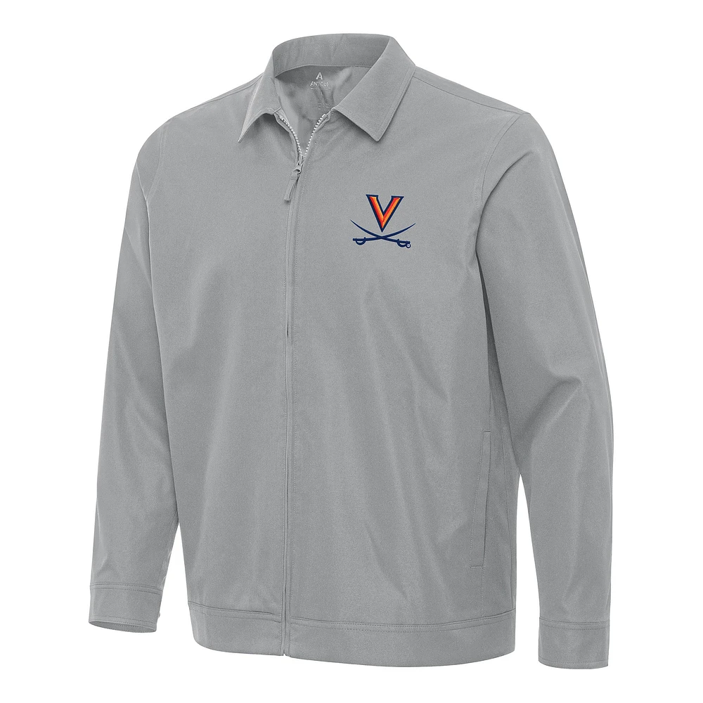 Men's Antigua Gray Virginia Cavaliers Pivot Full-Zip Jacket