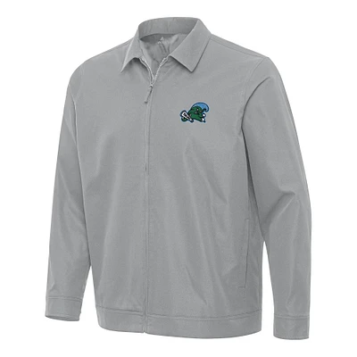Men's Antigua Gray Tulane Green Wave Pivot Full-Zip Jacket
