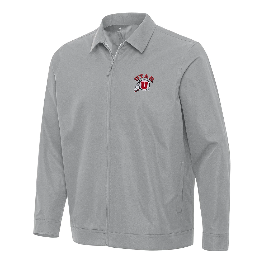 Men's Antigua Gray Utah Utes Pivot Full-Zip Jacket
