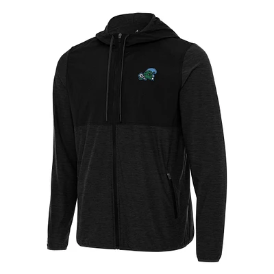 Men's Antigua Black Tulane Green Wave Sway Full-Zip Hoodie Jacket