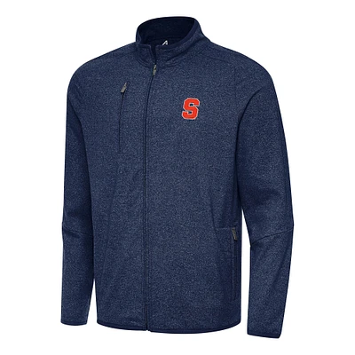 Men's Antigua Heather Navy Syracuse Orange Hold-Up Full-Zip Tri-Blend Jacket