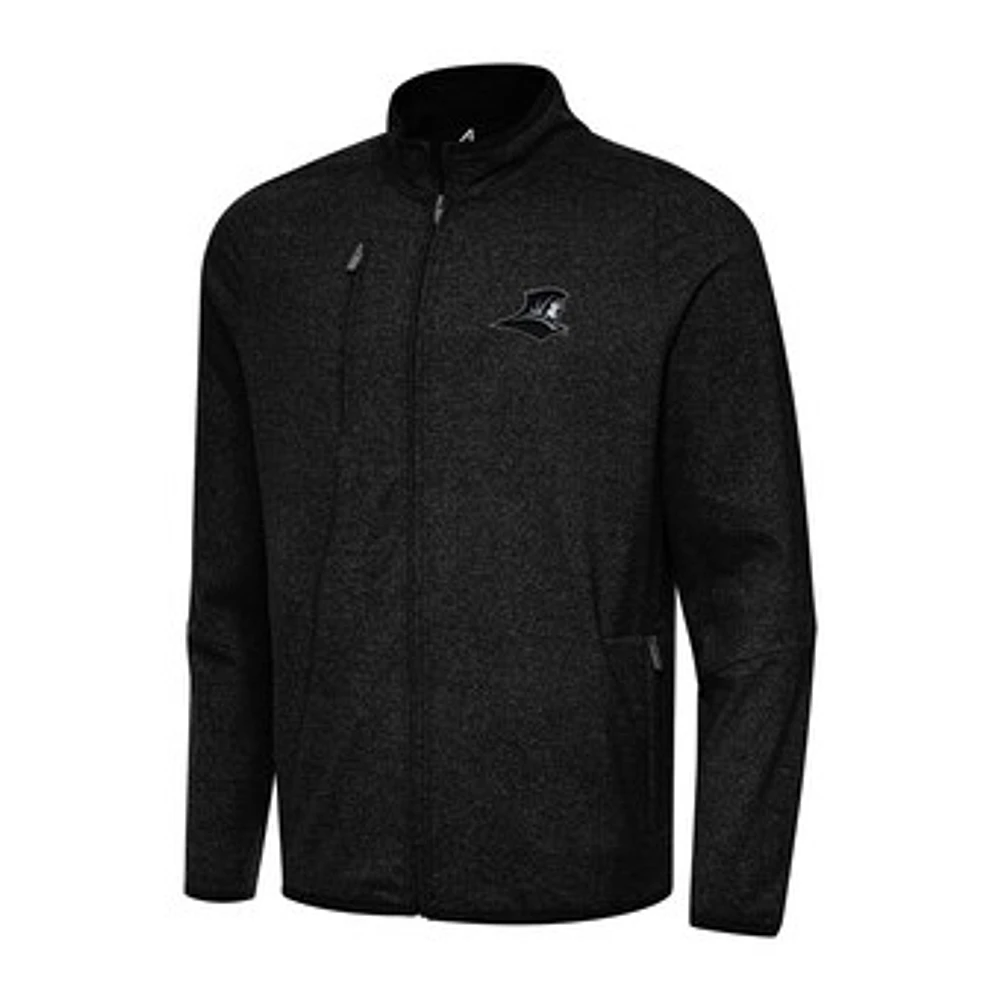 Men's Antigua Heather Black Providence Friars Hold-Up Tri-Blend Full-Zip Jacket