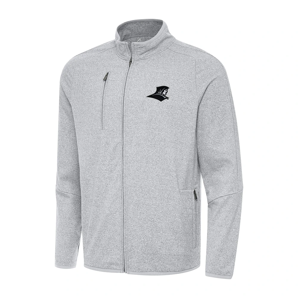 Men's Antigua Heather Gray Providence Friars Hold-Up Full-Zip Tri-Blend Jacket
