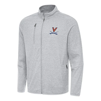 Men's Antigua Heather Gray Virginia Cavaliers Hold-Up Full-Zip Tri-Blend Jacket