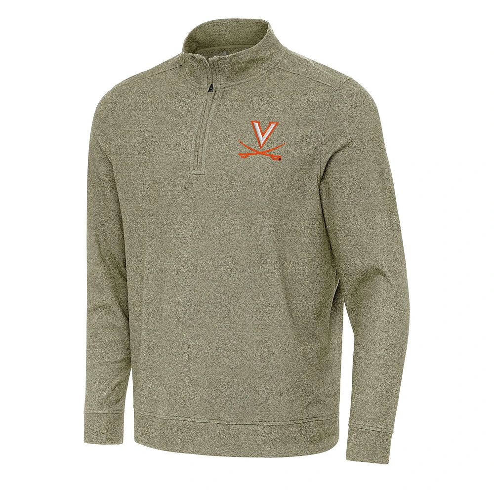 Men's Antigua Olive Virginia Cavaliers Subtle Quarter-Zip Sweatshirt