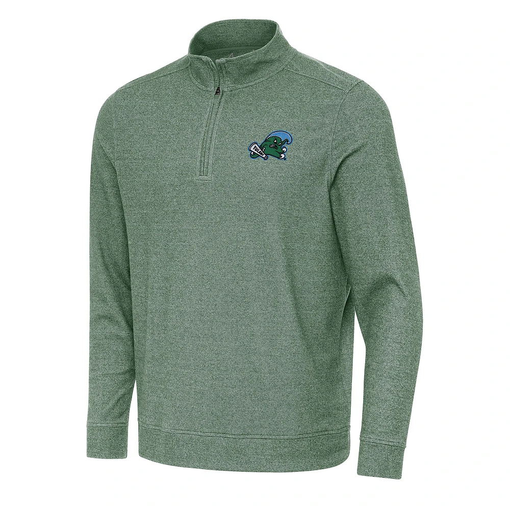 Men's Antigua Heather Green Tulane Wave Subtle Quarter-Zip Sweatshirt