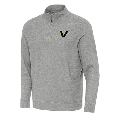 Men's Antigua Heather Gray Vanderbilt Commodores Subtle Quarter-Zip Sweatshirt
