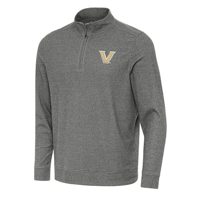 Men's Antigua Heather Charcoal Vanderbilt Commodores Subtle Quarter-Zip Sweatshirt