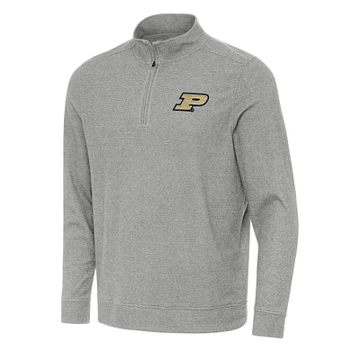 Men's Antigua Heather Gray Purdue Boilermakers Subtle Quarter-Zip Sweatshirt