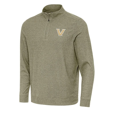 Men's Antigua Olive Vanderbilt Commodores Subtle Quarter-Zip Sweatshirt