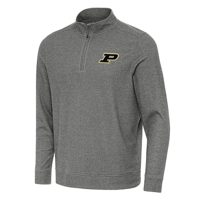 Men's Antigua Heather Charcoal Purdue Boilermakers Subtle Quarter-Zip Sweatshirt