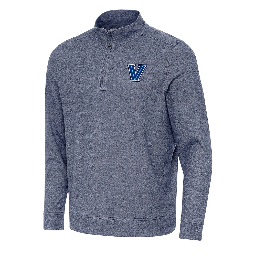 Men's Antigua Heather Navy Villanova Wildcats Subtle Quarter-Zip Sweatshirt