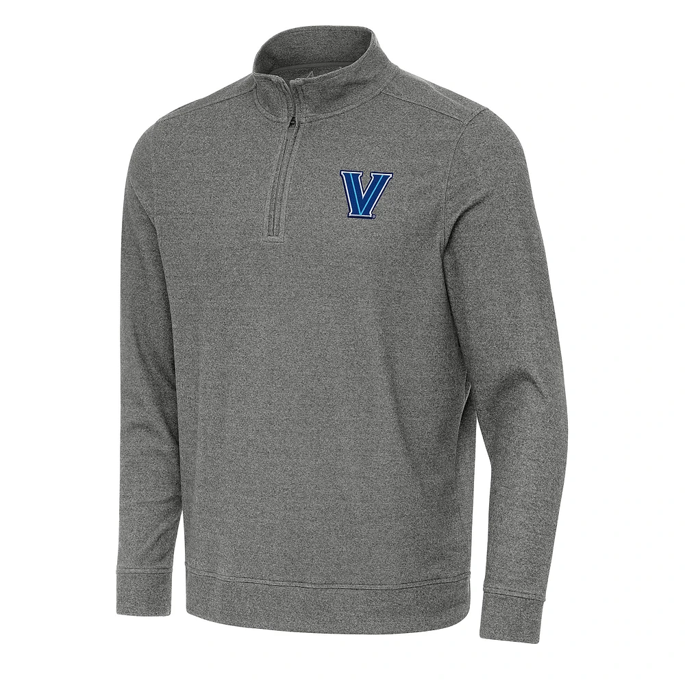 Men's Antigua Heather Charcoal Villanova Wildcats Subtle Quarter-Zip Sweatshirt