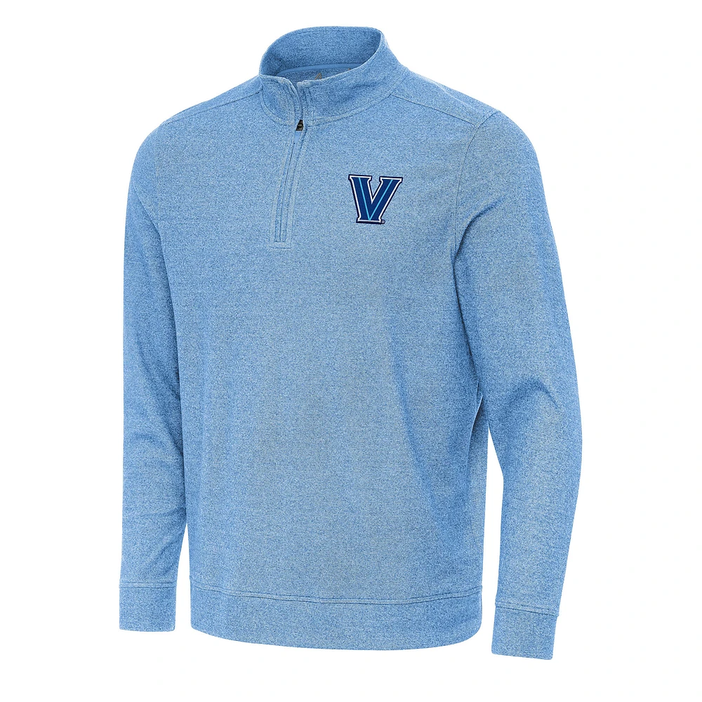 Men's Antigua Heather Powder Blue Villanova Wildcats Subtle Quarter-Zip Sweatshirt