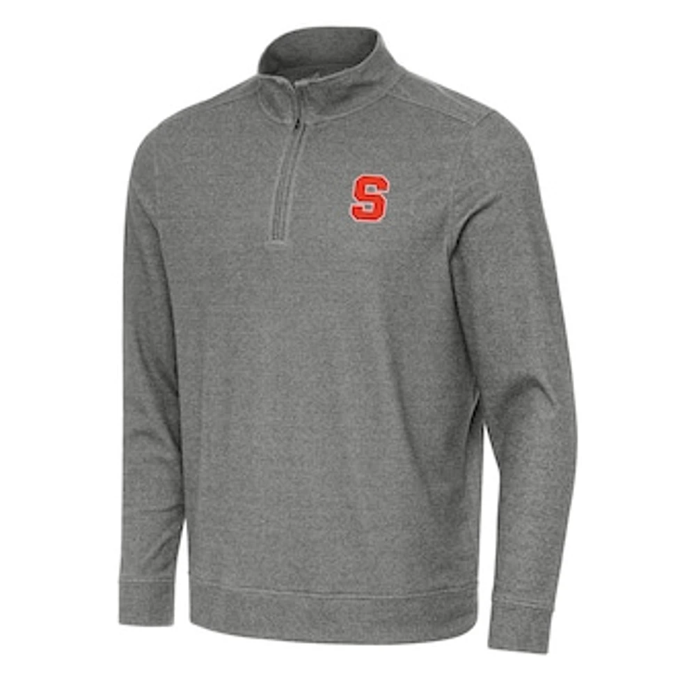Men's Antigua Heather Charcoal Syracuse Orange Subtle Quarter-Zip Sweatshirt