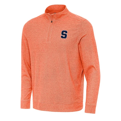 Men's Antigua Heather Orange Syracuse Subtle Quarter-Zip Sweatshirt