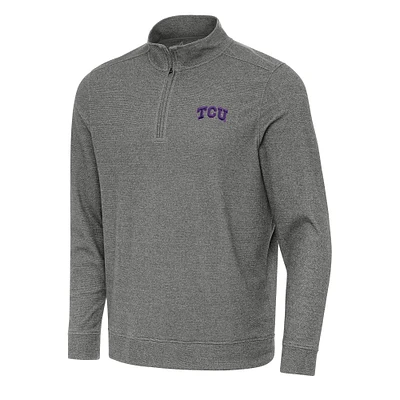 Men's Antigua Heather Charcoal TCU Horned Frogs Subtle Quarter-Zip Sweatshirt