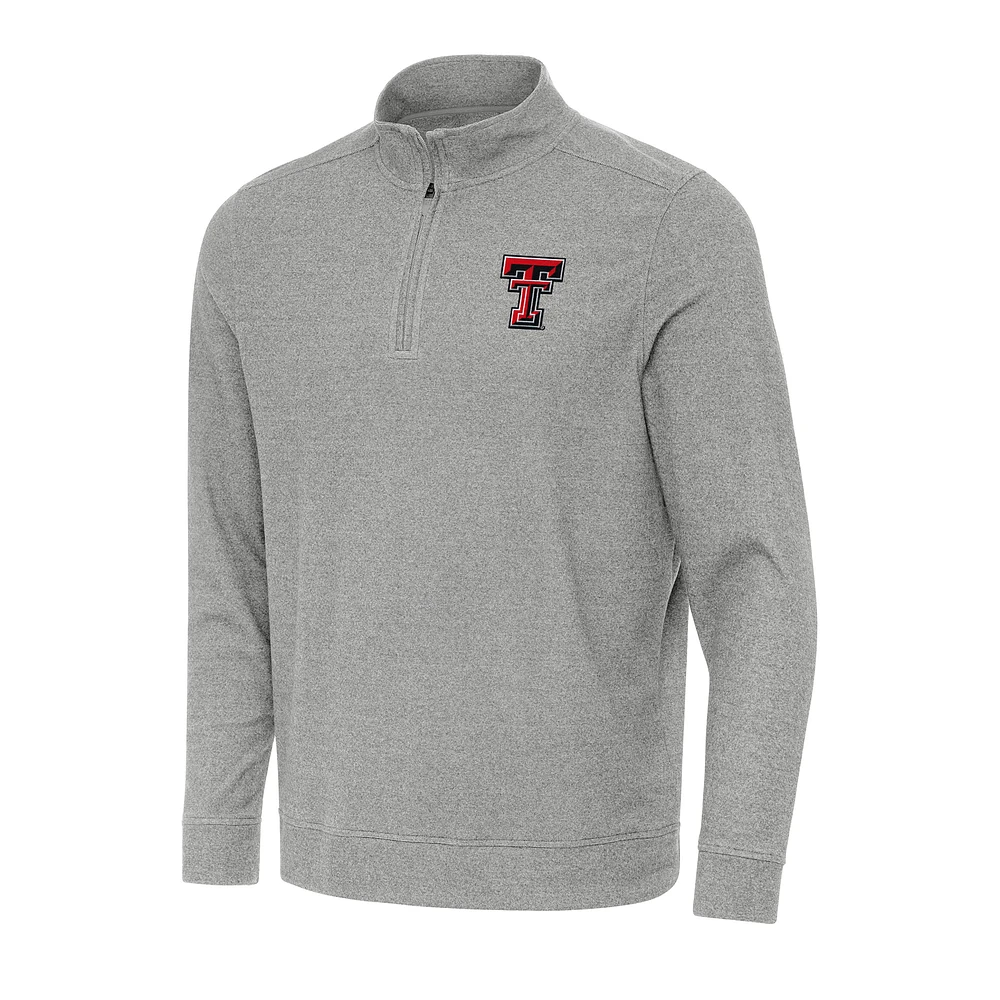 Men's Antigua Heather Gray Texas Tech Red Raiders Subtle Quarter-Zip Sweatshirt