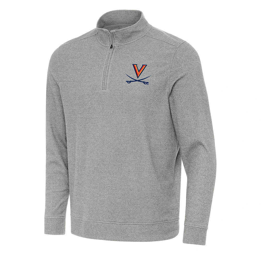Men's Antigua Heather Virginia Cavaliers Subtle Quarter-Zip Sweatshirt
