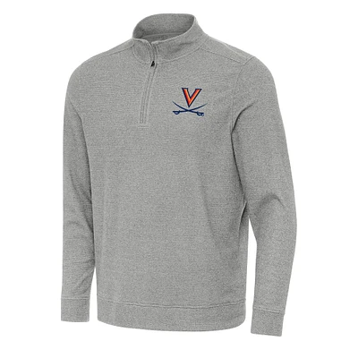 Men's Antigua Heather Gray Virginia Cavaliers Subtle Quarter-Zip Sweatshirt