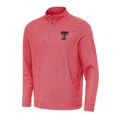 Men's Antigua Heather Red Texas Tech Raiders Subtle Quarter-Zip Sweatshirt