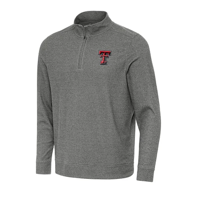 Men's Antigua Heather Charcoal Texas Tech Red Raiders Subtle Quarter-Zip Sweatshirt